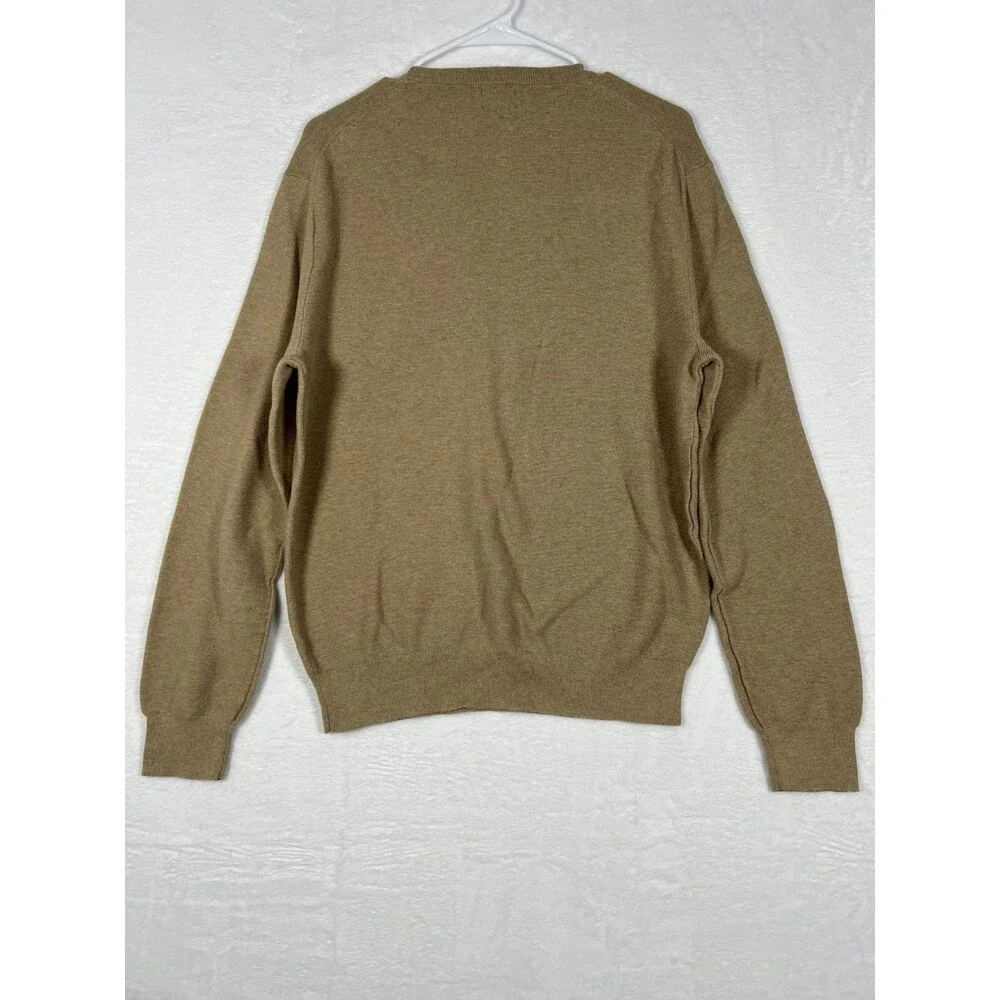 J.Crew Mens Crewneck Sweater Size M Camel Tan Heather Pullover Knit Long Sleeve